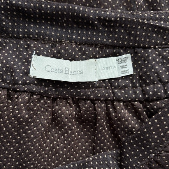 Costa Blanca Women Size XS Sheer Blouse Polka Dot Chocolate Brown Teacher Office - Picture 7 of 8